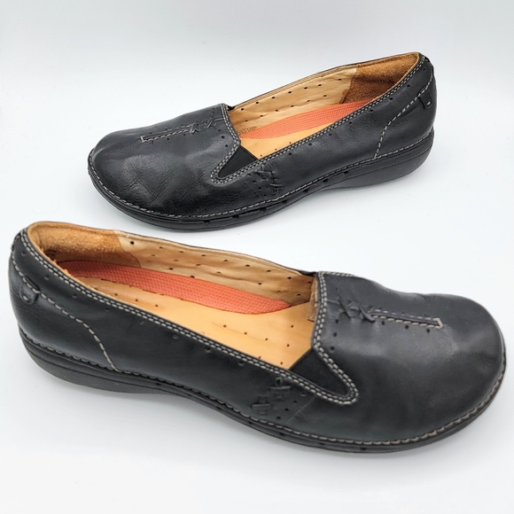Clarks Unstructured Soft Black Leather Slip-on Loafer Size 9W - Picture 7 of 15